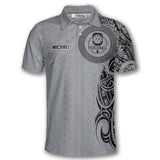 Max Corner Personalized Name and Team name Strike Grey Tribal Tattoo Pickleball 3D Polo Shirt