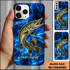 Maxcorners Abstract Blue Smoke Design Custom Name Fishing Phone Case