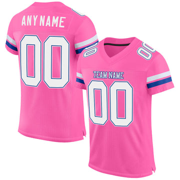 Maxcorners Custom Pink White-Royal Mesh Authentic Football Jersey LM2605