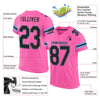 Maxcorners Custom Pink Black-Light Blue Mesh Authentic Football Jersey LM2605