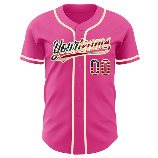 Maxcorners Custom Olive Vintage USA Flag-Navy Premium Salute To Service Baseball Jersey LM0210