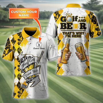 Maxcorners Play Golf Drink Beer Custom Golf Polo Shirt, Funny Golf Shirt, Golf & Beer Gift For Men