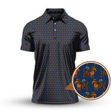 Maxcorners Dachshund Pattern Golf Polos, Crazy Dachshund Golf Shirt For Men, Funny Golf Shirt