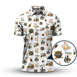 Maxcorners Funny Bourbon Pattern Polos, Golf and Bourbon Shirt for Men, Gift For Golfers
