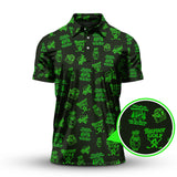 Maxcorners Bigfoot Golf Pattern Polos, Funny Golf Shirts, Golf Gift For Men, Crazy Golf Shirt For Golfers