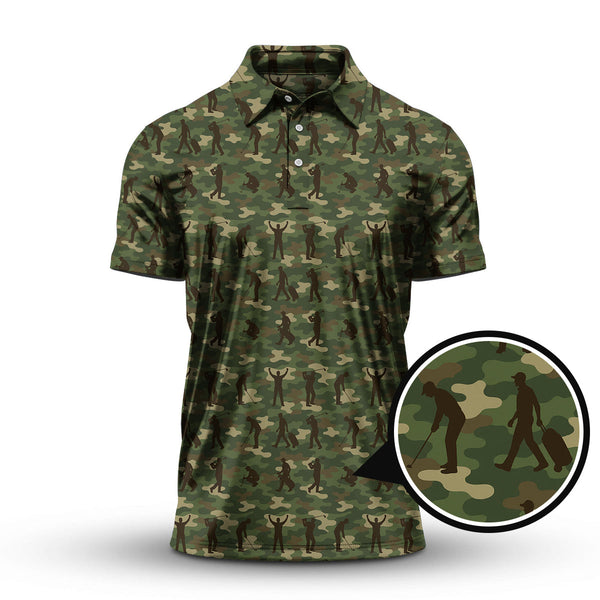 Maxcorners Camo Golf Shirt For Golfer, Camo Polo Shirt, Pattern Golf Shirt For Veteran, Golf Gift For Men