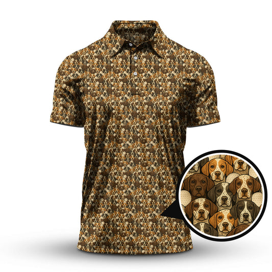 Maxcorners Pointer Golf Polos For Men, Pattern Golf Shirt, Dog Golf Shirt, Golf Gift For Golfers