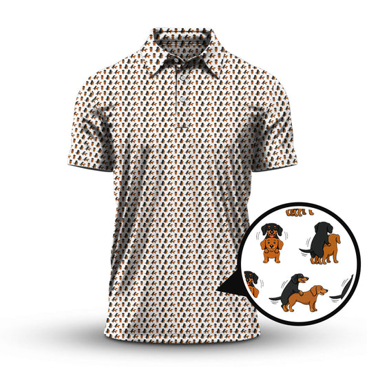 Maxcorners Funny Golf Pattern Shirt, Dachshund Golf Shirt For Golfer, Crazy Golf Shirt For Men