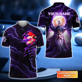 Maxcorners Billiard Pool 9 Ball Thunder Viking Personalized Name 3D Polo Shirt Gift For Billiard Players