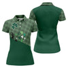 Maxcorners Green Checkered Leprechaun Shamrock St Patrick's Day Golf Shirt, Women's Golf Tops, Ladies Golf Shirts
