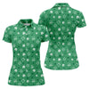 Maxcorners Leprechaun Hat Shamrock Beer Seamless Pattern St. Patrick’s Day Golf Shirt, Women's Golf Tops, Ladies Golf Polos