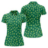 Maxcorners St Patrick's Day Beer Four Leaf Clovers Gold Pots Green Golf Shirt, Women's Golf Tops, Ladies Golf Polos