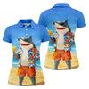 Maxcorners Funny Shark On Tropical Beach Vacation Golf Polo Shirt, Golf Shirts For Women, Women's Golf Apparel LM1507
