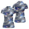 Maxcorners Silver Marble Golf Shirt, Futuristic Holographic Wave Pattern, Golf Shirt For Women LM1507