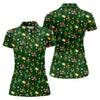 Maxcorners St Patrick's Day Leprechaun Golf Pose Irish Flags Shamrock Golf Shirt, Women's Golf Shirts, Ladies Golf Polos