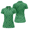 Maxcorners Leprechaun Hat Shamrock Beer Dark Green Seamless Pattern St. Patrick’s Day Golf Shirt, Women's Golf Tops