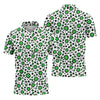 Maxcorners Lucky Four Leaf Clover Leopard Pattern St Patrick's Day Golf Shirt, Polo Shirts For Men, Golf Shirts For Men