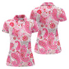 Maxcorners Pink Paisley Floral Pattern Golf Shirt, Golf Tops For Women, Hawaiian Golf Shirt, Women’s Golf Apparel LM1507