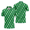 Maxcorners Green And White Lucky Four Leaf Clover Argyle Pattern St Patrick's Day Golf Shirt, Polo Shirts For Men