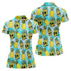 Maxcorners Tropical Pineapple Skull Pattern Golf Shirt, Women’s Golf Polo, Hawaiian Golf Shirt, Ladies Golf Shirts LM1507