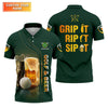 Maxcorners Grip It Rip It Sip It Golf And Beer St Patrick's Day Green Golf Shirts For Men, Golf Gift For Men