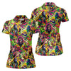 Maxcorners Psychedelic Bigfoot Cannabis Leaf Hawaiian Polo Shirt, Women’s Golf Polo, Golf Shirts For Women LM1507