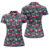 Maxcorners Pink Flamingo Tropical Floral Golf Polo Shirt, Golf Shirts For Women, Women's Golf Apparel LM1507