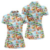 Maxcorners Surfing Santa Tropical Christmas Golf Shirt, Beach Reindeer Holiday Polo, Women's Golf Tops, Printed Golf Shirt LM1507