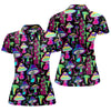 Maxcorners Black Neon Mushroom Pattern Golf Shirt, Women’s Golf Polo, Golf Shirts For Women, Performance Golf Shirt LM1507