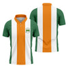 Maxcorners Green Orange White Vertical Stripes St Patrick's Day Golf Shirt, Polo Shirts For Men, Golf Shirts For Men