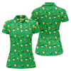 Maxcorners St Patrick's Day Pot Of Gold Leprechaun Hats Irish Flag Women's Golf Tops, Ladies Golf Shirts