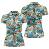 Maxcorners Women's Tropical Santa Surf Vacation Golf Shirt, Christmas Golf Shirt, Women’s Golf Apparel LM1507