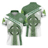 Maxcorners St Patrick's Day Celtic Knotwork Pattern Shamrock Golf Shirt, Polo Shirts For Men, Golf Shirts For Men