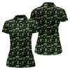 Maxcorners Three Leaf Clover Golf And Beer St Patrick's Day Black Golf Shirt, Women's Golf Shirts, Ladies Golf Polos