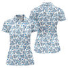 Maxcorners Blue Rose Floral Heart Pattern Golf Shirt, Women's Golf Tops, Golf Polo For Women LM1507
