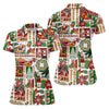 Maxcorners Women's Mele Kalikimaka Hawaiian Christmas Golf Shirt, Tropical Santa Holiday Golf Shirt, Women’s Golf Polo LM1507