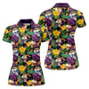 Maxcorners Tropical Sugar Skull Floral Golf Polo Shirt, Golf Tops For Women, Performance Golf Shirt LM1507