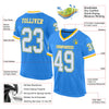 Maxcorners Custom Powder Blue White-Gold Mesh Authentic Throwback Football Jersey LM2605
