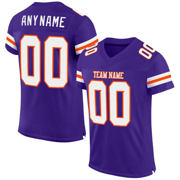 Maxcorners Custom Purple White-Orange Mesh Authentic Football Jersey LM2605