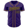 Maxcorners Custom Purple Black Pinstripe Black-Old Gold Authentic Baseball Jersey LM2605