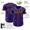 Maxcorners Custom Purple Black Pinstripe Black-Old Gold Authentic Baseball Jersey LM2605