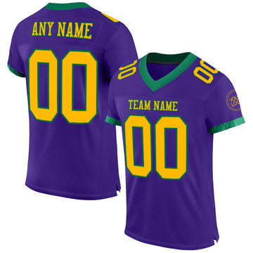 Maxcorners Custom Purple Gold-Kelly Green Mesh Authentic Football Jersey LM2605