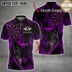 Maxcorners Darts Wolf Red Flame Multioptions Personalized Name, Team Name Unisex 3D Polo Shirt (4 Colors)
