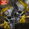 Maxcorners Personalized Name Multi Color Skull Darts Abstract All Over Printed Polo Shirt