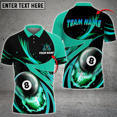Maxcorners Billiards Ball 8 Fire Colourful Personalized 3D Polo Shirt