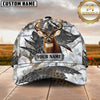 Maxcorners Whitetail Deer Hunting Honeycomb Mesh Grey Camo Metal Plate Custom Name 3D Cap (6 colors)