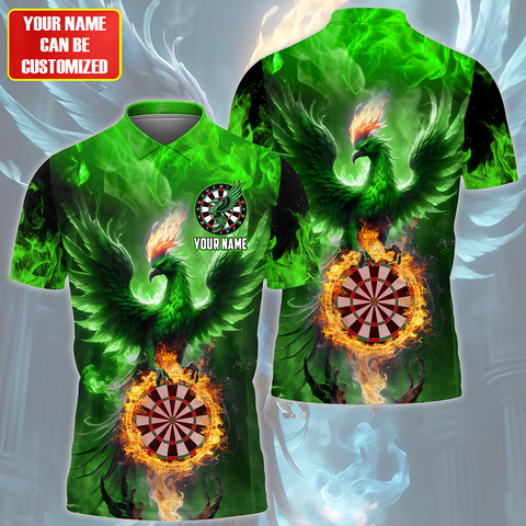 MaxCorners Darts Phoenix Green Version Customized Name 3D Polo Shirt For Men