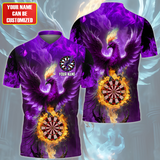 MaxCorners Darts Phoenix Purple Version Customized Name 3D Polo Shirt For Men