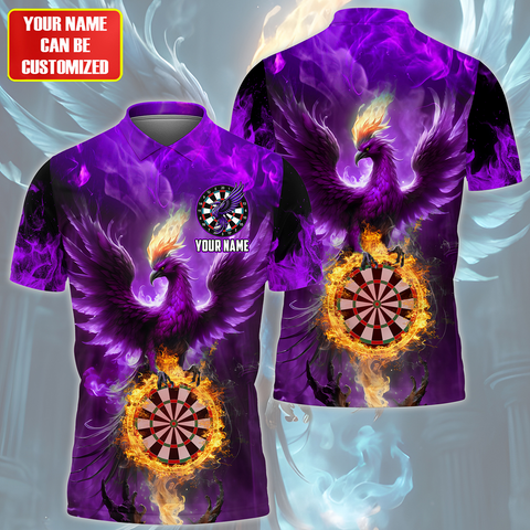 MaxCorners Darts Phoenix Purple Version Customized Name 3D Polo Shirt For Men