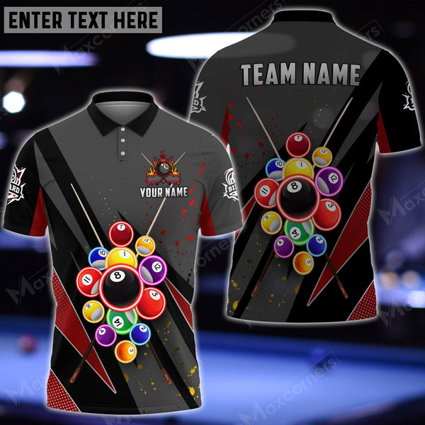 Maxcorners Billiards Ball Personalized Name 3D Shirt (Multi Color Options)